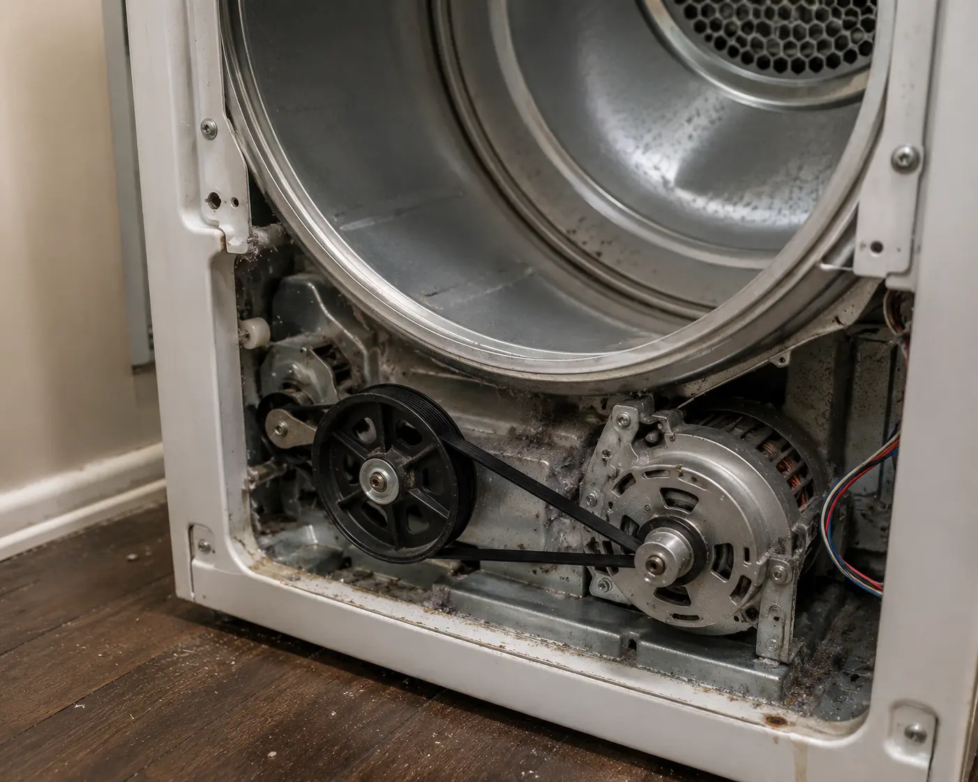 Technical troubleshooting and multimeter testing for Dryer Repair showing Making Loud / Grinding Noise issue